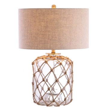 Mer 26.5" Glass and Rope LED Table Lamp - JONATHAN Y